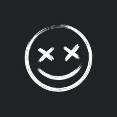 vector Illustration Scary Grunge Smile Face Sticker.