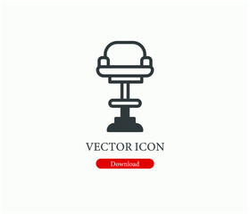 Bar stool vector icon.  Editable stroke. Linear style sign for use on web design and mobile apps, logo. Symbol illustration. Pixel vector graphics - Vector