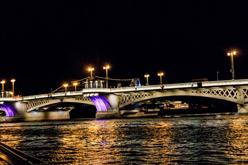 Annunciation bridge across the Neva river in Saint Petersburg, Russia. Night view