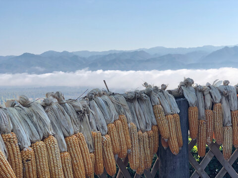 Panoramic Shot Of Clothes Hanging On Mountain Against Sky