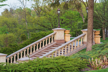 beautiful stairs in the spring park