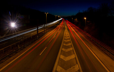 Fototapeta na wymiar Long exposure of traffic car lights