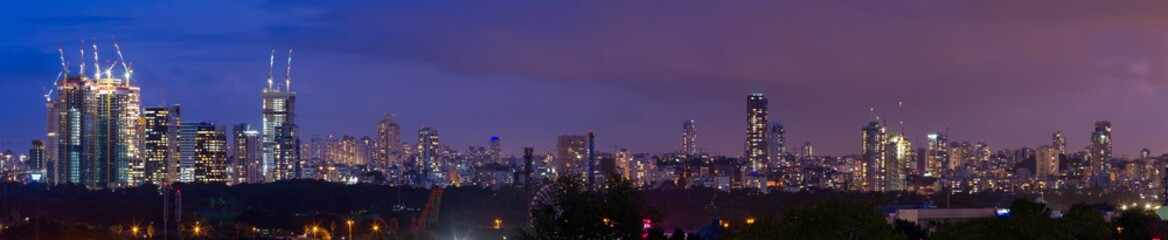 Fototapeta premium Tel Aviv Skyline At Night, Tel Aviv Cityscape, Israel