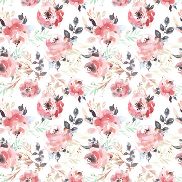 seamless pattern with  watercolor roses