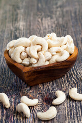 cashew nuts in a heart-shaped plate