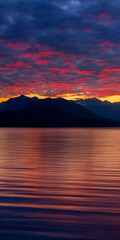 USA, Washington State, Seabeck. Sunset over Hood Canal.