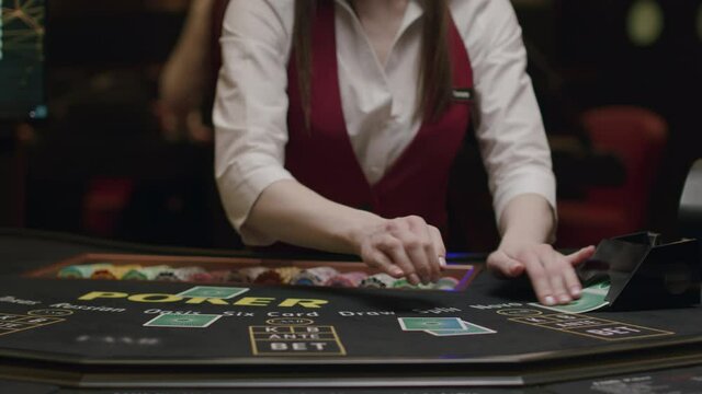 Croupier gambling table in casino