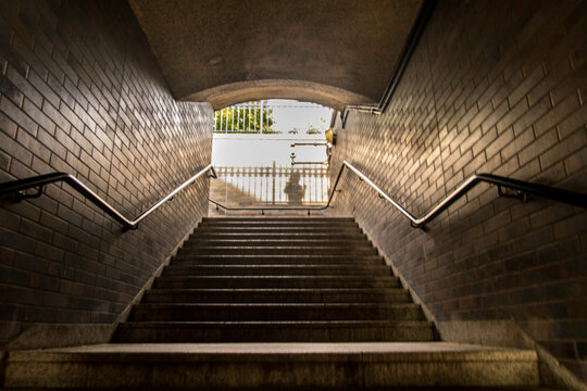 Low Angle View Of Staircase In Subway Station