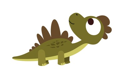 Baby dinosaur. The isolated object on a white background. Cheerful kind animal baby dino. Cartoons flat style. Prehistoric reptile. Funny. Illustration vector