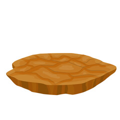 Dry land steppes and deserts. element of game and background. Dirt and dust. Brown floor. Cartoon illustration. Platform to the ground