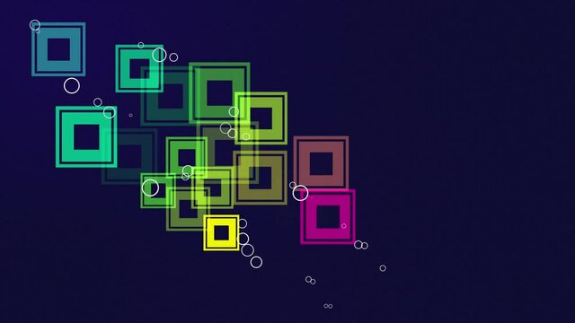 Loop of animation varicoloured squares with white small circles.