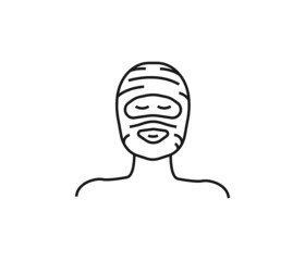 Woman face with the effect of stretching and lifting facial, facial surgery arrows. plastic surgery, aesthetics concept. Isolated in white background. Skin care.