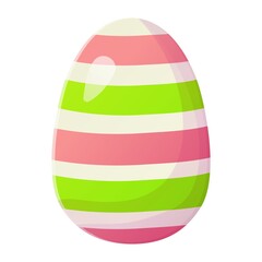 Cute realistic Easter egg painted with wide pink and green lines. Can be used as easter hunt element for web banners, posters and web pages.