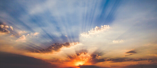 Spectacular Sunset, amazing Clouds at sunset, spring day