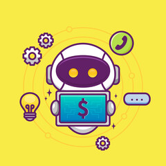 financial consultant with cute robot