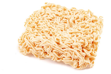 Structure of an instant noodle soup. Dry pasta used in instant dishes.