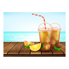 Lemon Iced Tea Creative Promotional Poster Vector