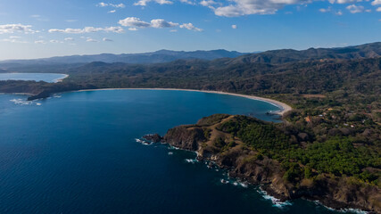 Beautiful aerial view of the Carrillo beach and ocean in Costa Rica