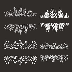 Hand Drawn Floral Borders. Floral Template for text, logos, invitation cards etc