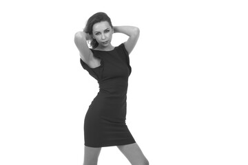 young fashion woman in a black dress