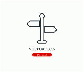 Signpost vector icon.  Editable stroke. Linear style sign for use on web design and mobile apps, logo. Symbol illustration. Pixel vector graphics - Vector
