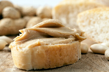 Fototapeta na wymiar peanut butter used to make bread sandwiches