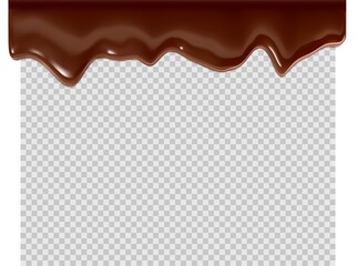 Realistic chocolate falling drops. Vector illustration isolated on white background. Сan easily be used for different backgrounds. EPS10.	