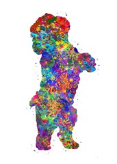 Fototapeta na wymiar Bichon frise breed dog watercolor, abstract painting. Watercolor illustration rainbow, colorful, decoration wall art. 