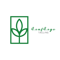 Green plant vector logo template. Abstract design concept for natural organic product, food, cosmetic.