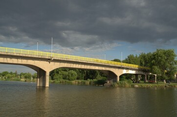 Panorama of the bridge in Srbobran, near Novi Sad, Vojvodina, Serbia. 