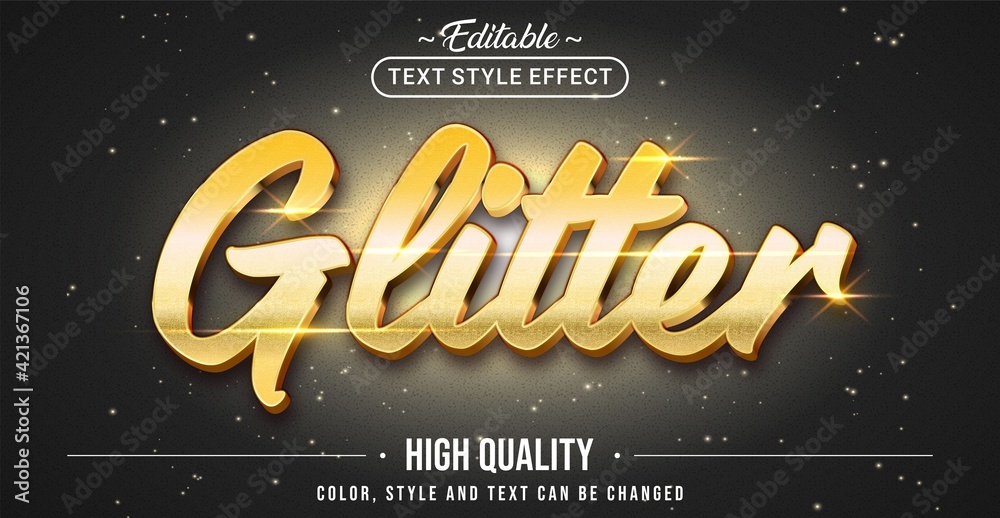Poster editable text style effect - gold glitter text style theme.