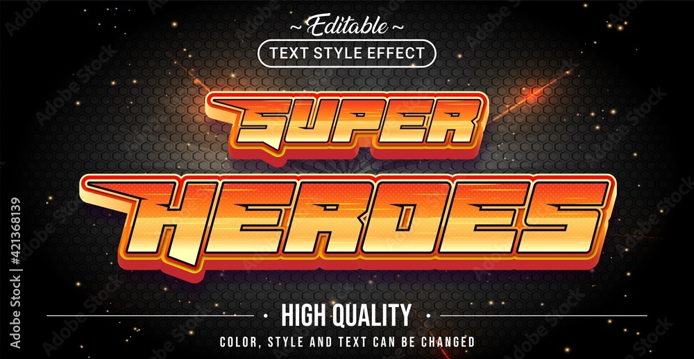 Poster Editable text style effect - Super Heroes text style theme.