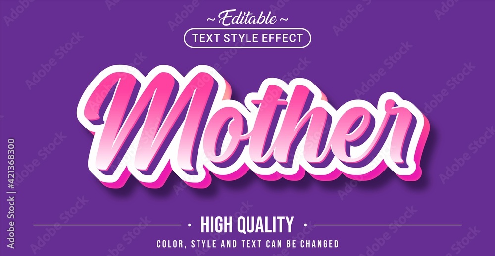 Poster Editable text style effect - Mother text style theme.