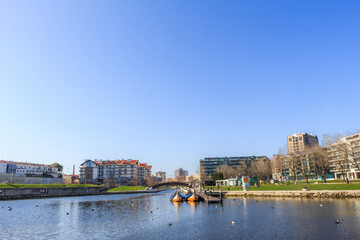 Fototapeta premium Boats at Aveiro's ria, Portugal