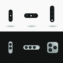 Realistic Smartphone Camera Set Illustration