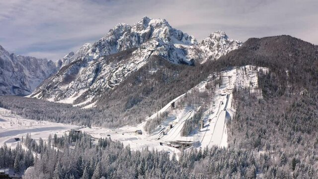 Ski Jump Planica at winter in Slovenia