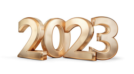 2023 symbol golden metallic number 3d-illustration