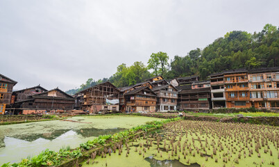 Fototapeta na wymiar Rural Scenery of Dong Village, Zhaoxing, Guizhou, China