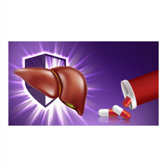 Liver Protect Medicaments Promotion Poster Vector Illustration