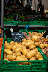potatoes in a market in La Ciotat Provence at one of the twice weekly markets.