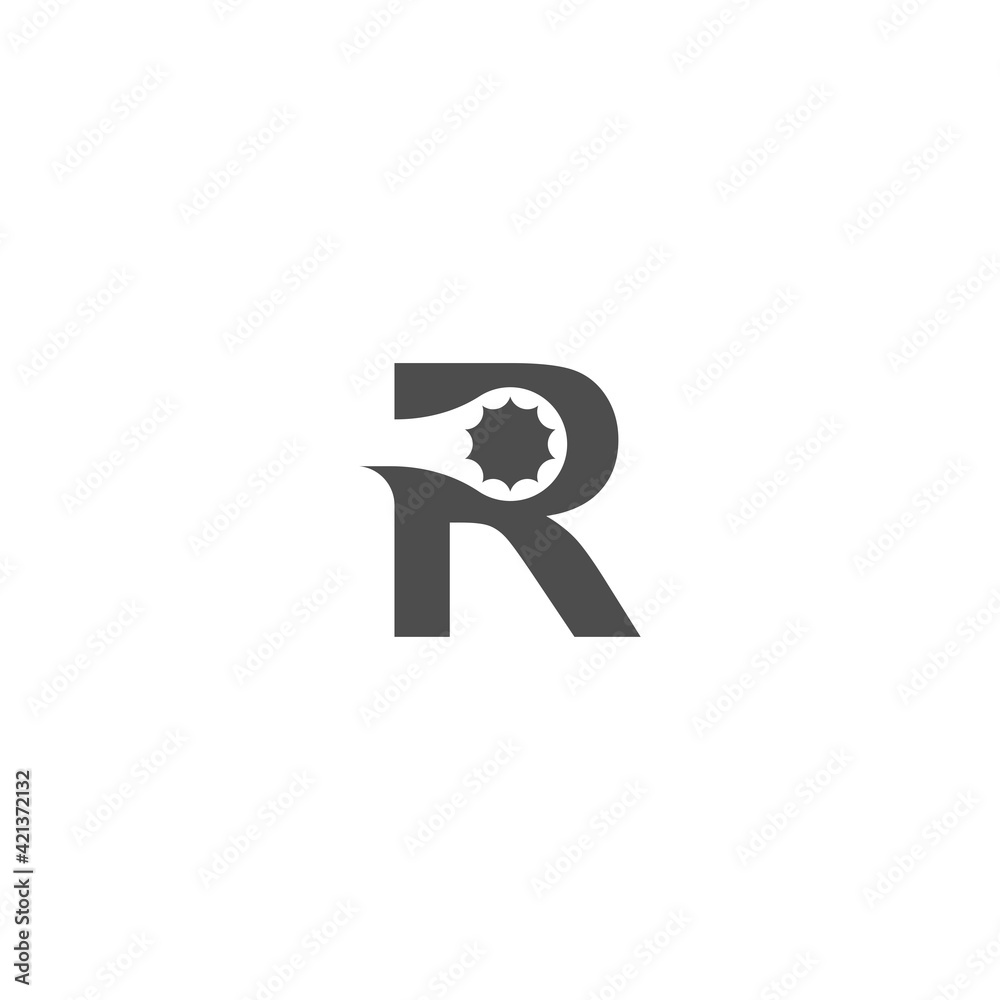 Wall mural letter r logo icon with wrench design vector