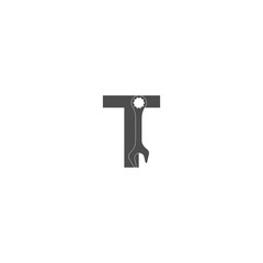 Letter T logo icon with wrench design vector