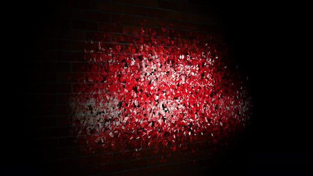 Thank you for watching neon text explosion message type animation on brick wall dark night urban atmosphere, intro and outro for nightlife presentation