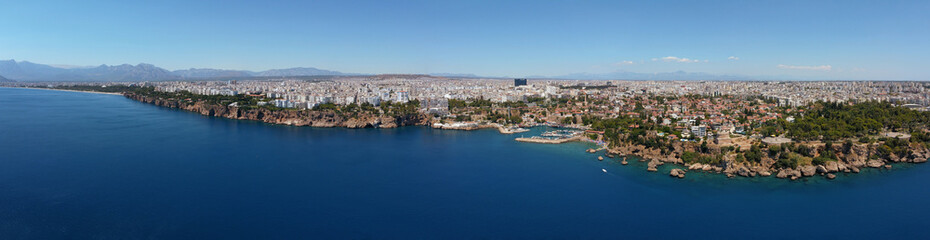 Panorama of Antalya, Turkey. Photo taken with a drone.