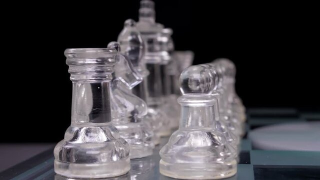 rack focus glass chess board game 4k