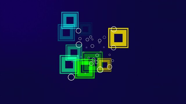 Bright squares and white circles. Seamless backdrop.