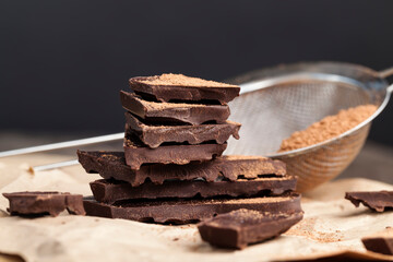 bitter chocolate broken into pieces