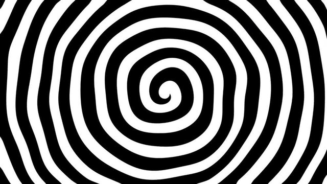 Psychedelic spinning hypnotic spiral. Twisting helix background. Optical illusion. Seamless loop 