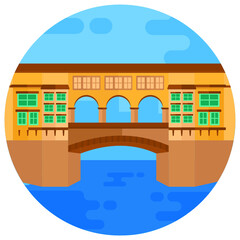 
Editable flat rounded design icon of ponte vecchio 

