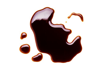 soy sauce drip isolated on a white background. soya sauce swirl cut out. above view. studio shot